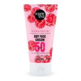 ORGANIC SHOP Crema De Dia Facial Con Proteccion Solar Frambuesa + Antioxidantes Spf50, 50 Ml