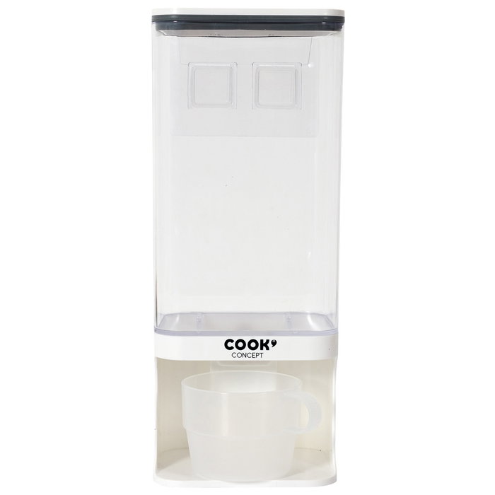 Cook Concept Dispensador 1,5 L para Cereales, Café, Frutos Secos, con Vaso Graduado y Fijación a Pared