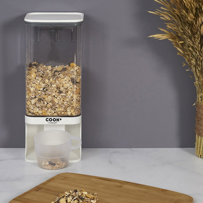 Cook Concept Dispensador 1,5 L para Cereales, Café, Frutos Secos, con Vaso Graduado y Fijación a Pared