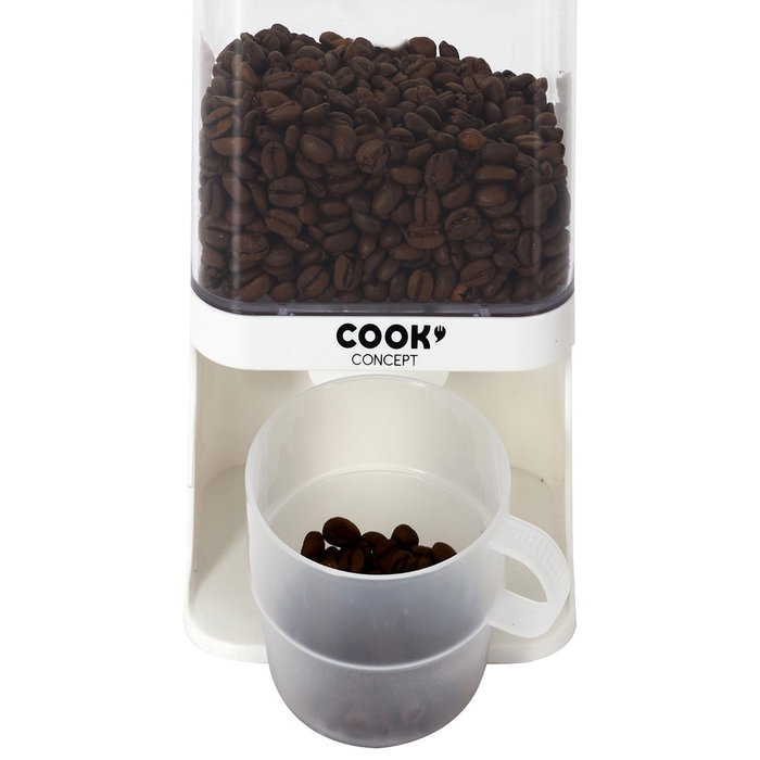 Cook Concept Dispensador 1,5 L para Cereales, Café, Frutos Secos, con Vaso Graduado y Fijación a Pared
