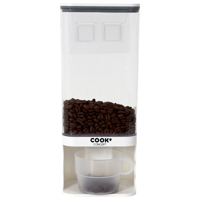 Cook Concept Dispensador 1,5 L para Cereales, Café, Frutos Secos, con Vaso Graduado y Fijación a Pared