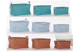 DKD Home Decor Set de 3 Cestas de Almacenamiento Algodón Poliéster 35x25x22 cm