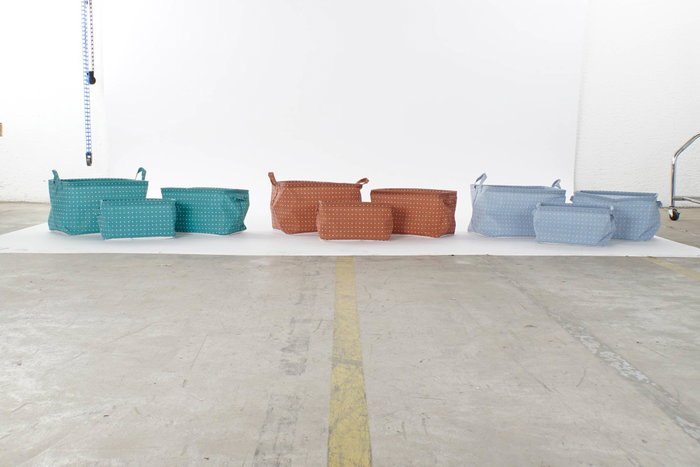 DKD Home Decor Set de 3 Cestas de Almacenamiento Algodón Poliéster 35x25x22 cm