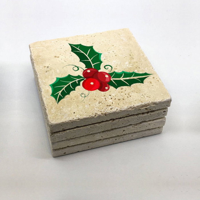 Hermia Felpudo de Cristal TBA9346 Piedra Natural Impresión UV 10x10cm Juego de 4 Piezas