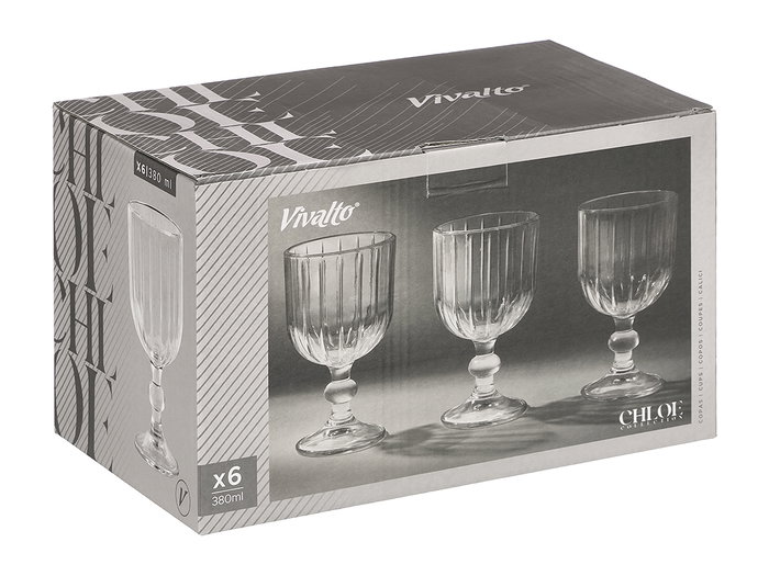 VIVALTO Copa de vino rayas transparente 380ml