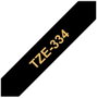 Brother TZe-334 Cinta Laminada 12mm Oro sobre Negro