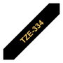 Brother TZe-334 Cinta Laminada 12mm Oro sobre Negro