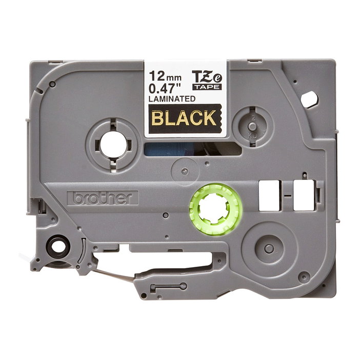 Brother TZe-334 Cinta Laminada 12mm Oro sobre Negro