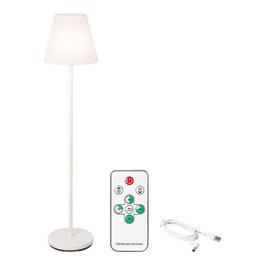 Lumineo Lámpara de pie recargable con mando a distancia, blanco, 150 cm