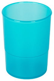 Porta Lapices Plastico Redondo Traslucido Azul