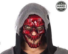 Máscara Calavera Roja Brillante PVC para Halloween