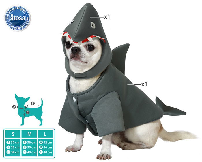 Disfraz Mascota Tiburon Talla S para Perro Gris Polyester Disfraz Mascota Tiburon Talla S para Perro Gris Polyester