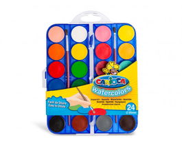 Carioca 42401 Pinturas a Base de Agua Multicolor Paleta con 24 Piezas Incluye Brochas Fácil de Disolver Hecho en Italia