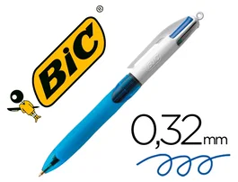 Bic Bolígrafo Cuatro Colores Retráctil con Grip Ergonómico de Caucho, Punta Media 1 mm