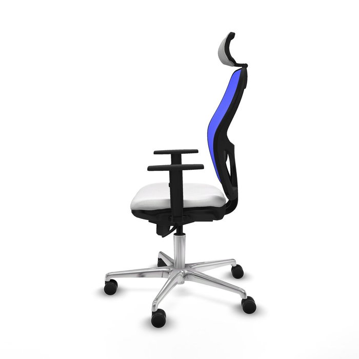 PIQUERAS Y CRESPO Silla de oficina Jorquera con mecanismo Sincro, tela Blanca y malla Azul PIQUERAS Y CRESPO Silla de oficina Jorquera con mecanismo Sincro, tela Blanca y malla Azul