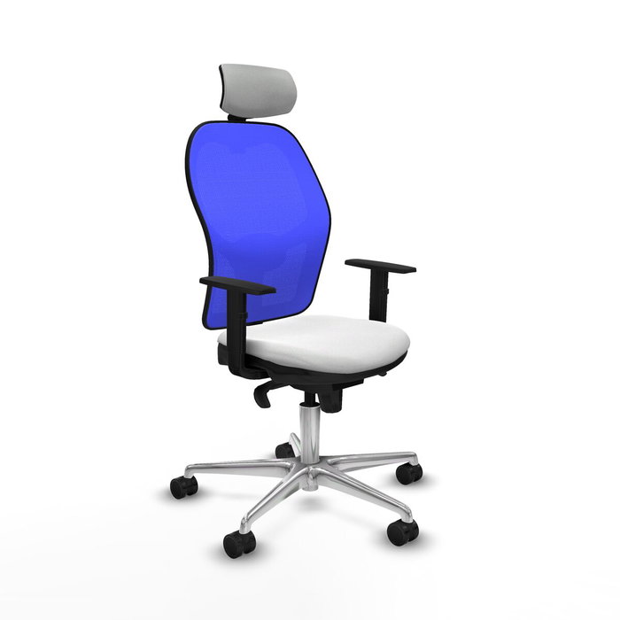 PIQUERAS Y CRESPO Silla de oficina Jorquera con mecanismo Sincro, tela Blanca y malla Azul PIQUERAS Y CRESPO Silla de oficina Jorquera con mecanismo Sincro, tela Blanca y malla Azul
