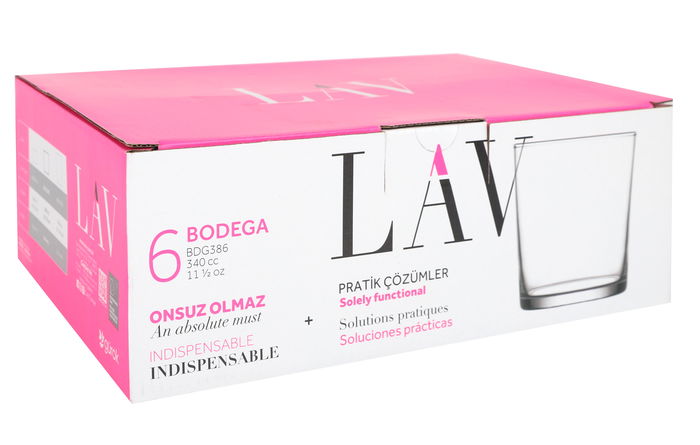 Lav Set 6 Vasos Pinta 340 cc (8 Cajas)