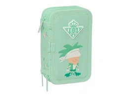 Safta Plumier Escolar Real Betis Balompié Preescolar Triple Cremallera, 37 Piezas, 195x125x55 mm