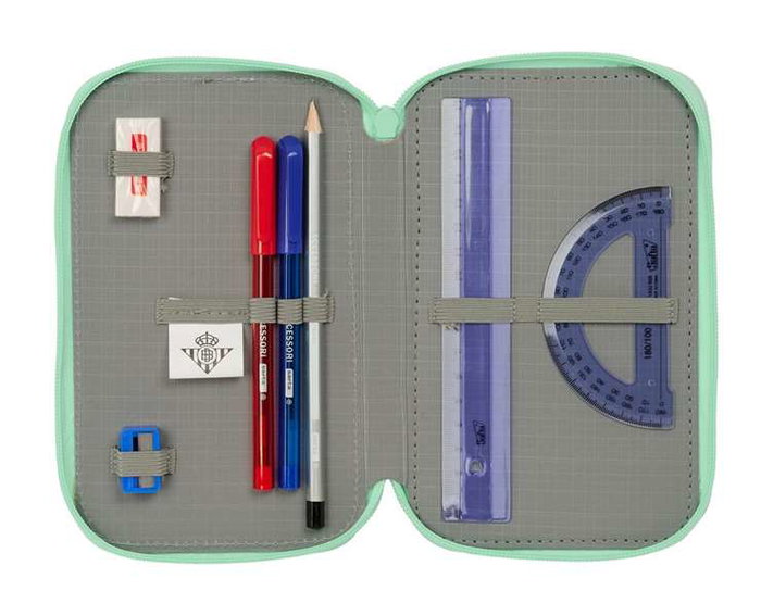 Safta Plumier Triple Estuche Escolar con 37 Piezas, Capacidad 12.5 x 19.5 x 5.5 cm, Para Material de Oficina y Papelería