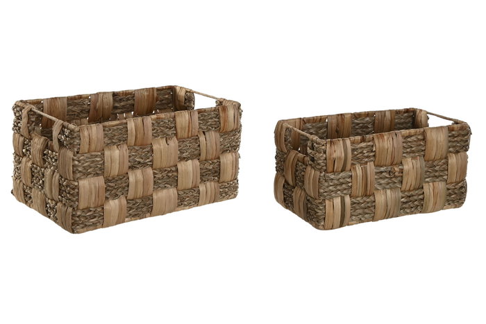 DKD Home Decor Set de 2 Cestas de Jacinto de Agua y Seagrass DKD Home Decor Set de 2 Cestas de Jacinto de Agua y Seagrass