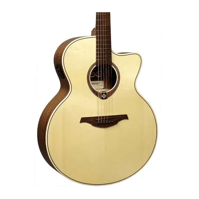 LAG Guitarra Acústica Jumbo Cutaway Tramontane 177 A/E Abeto Engelmann, Khaya - Natural Satinado