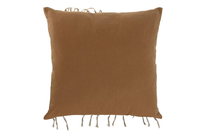 DKD Home Decor Cojín de Algodón 45x45 cm con Aplicaciones Mostaza