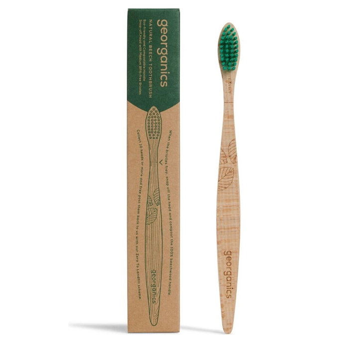 GEORGANICS Cepillo de dientes de madera de haya medio GEORGANICS Cepillo de dientes de madera de haya medio