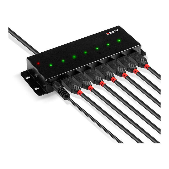 LINDY USB Hub Industrial 2.0 de Metal con 7 Puertos - Referencia: 7x