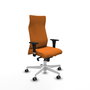 PIQUERAS Y CRESPO Sillón Albacete Naranja Similpiel con Mecanismo Sincro y Base Blanca