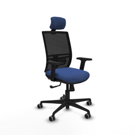 PIQUERAS Y CRESPO Silla de oficina Yunquera con mecanismo Sincro, Azul marino y Negro