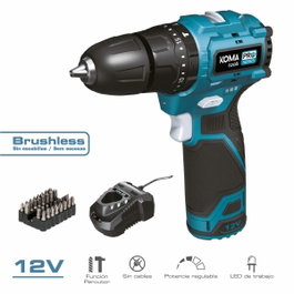 Koma Tools Kit Taladro Percutor Brushless 12 V con Accesorios