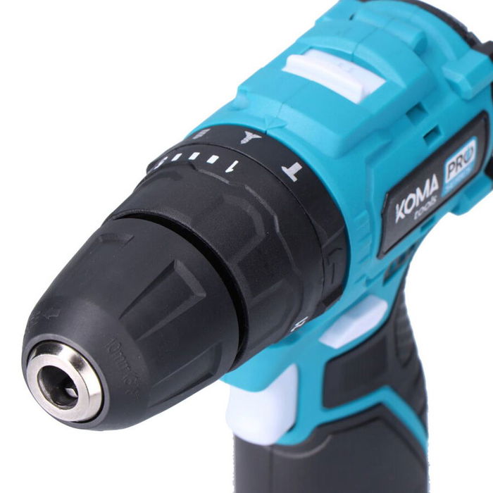 Koma Tools Kit Taladro Percutor Brushless 12V, Modelo 12V-TPB-K, con Batería 2.0Ah, Cargador y Maletín de Accesorios (Puntas, Portapuntas Imantado)