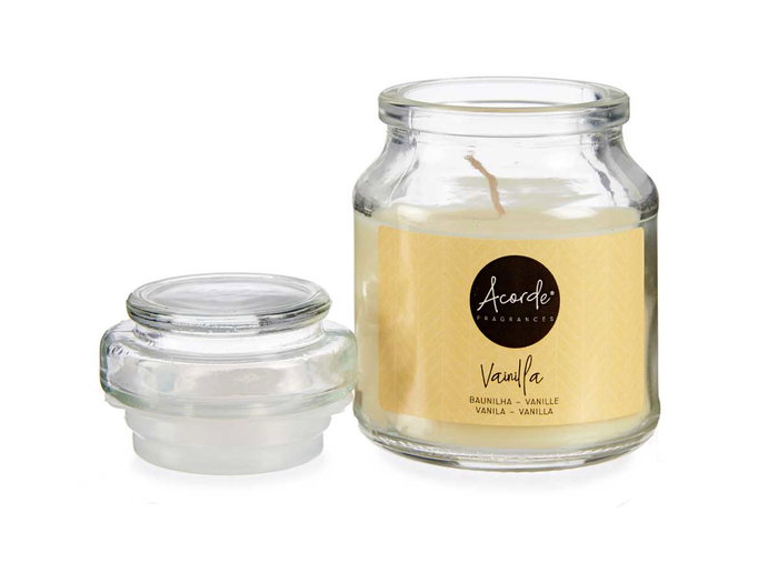 Acorde Vela Tapa Vidrio Vainilla 28H 7x7x10 cm (Set de 12)