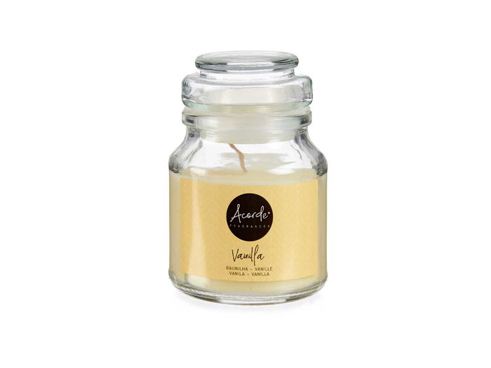 Acorde Vela Tapa Vidrio Vainilla 28H 7x7x10 cm (Set de 12)