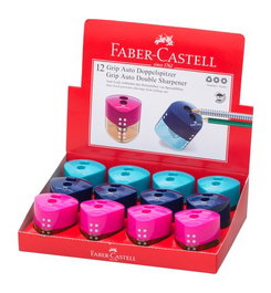 Faber-Castell Afilalápices Grip 2001 de Dos Usos con Depósito (Caja de 12)