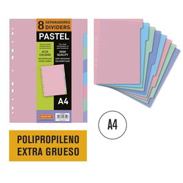 SENFORT Separadores A4 Pastel Extra Grueso Opaco con 8 Pestañas