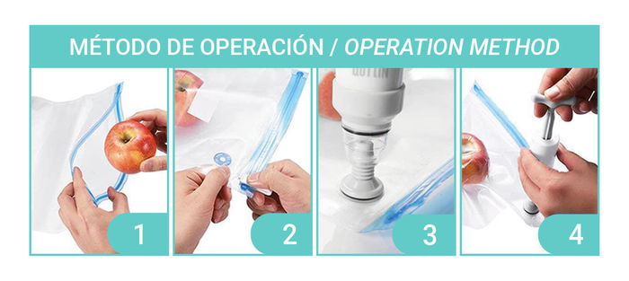 Quttin Set 5 Bolsas Comida Reutilizables Vacío 26 cm x 28 cm (24 Cajas)