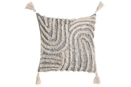 DKD Home Decor Cojín Relief23 con Borlas Gris y Blanco