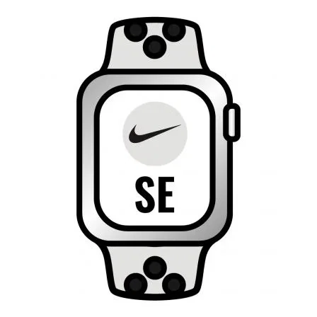 Apple Watch SE/ GPS/ 44mm/ Caja de Aluminio en Plata/ Correa Nike Deportiva Platino Puro y Negro Apple Watch SE/ GPS/ 44mm/ Caja de Aluminio en Plata/ Correa Nike Deportiva Platino Puro y Negro