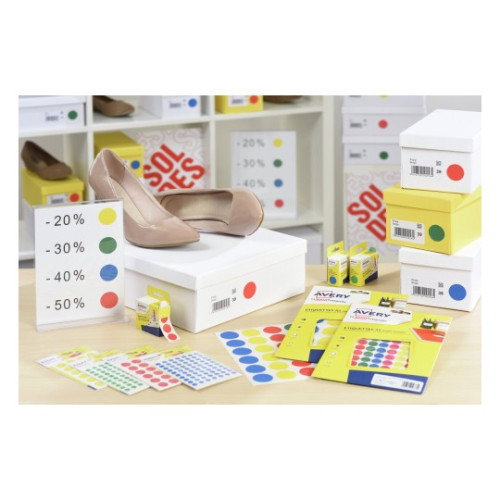 Avery PSA08B etiqueta autoadhesiva Alrededor Permanente Azul 490 pieza(s)