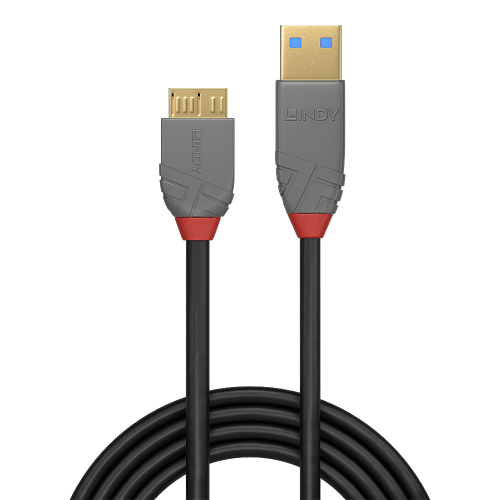 Lindy Cable USB 3.0 Tipo A a Micro B Anthra Line, Macho a Macho, 0.5 Metros