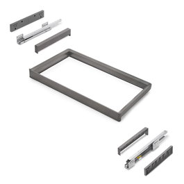 Emuca Bastidor con guías de cierre suave y extracción total para accesorios de armario Quartz, 762-788mm, Aluminio y Plástico, Titanio