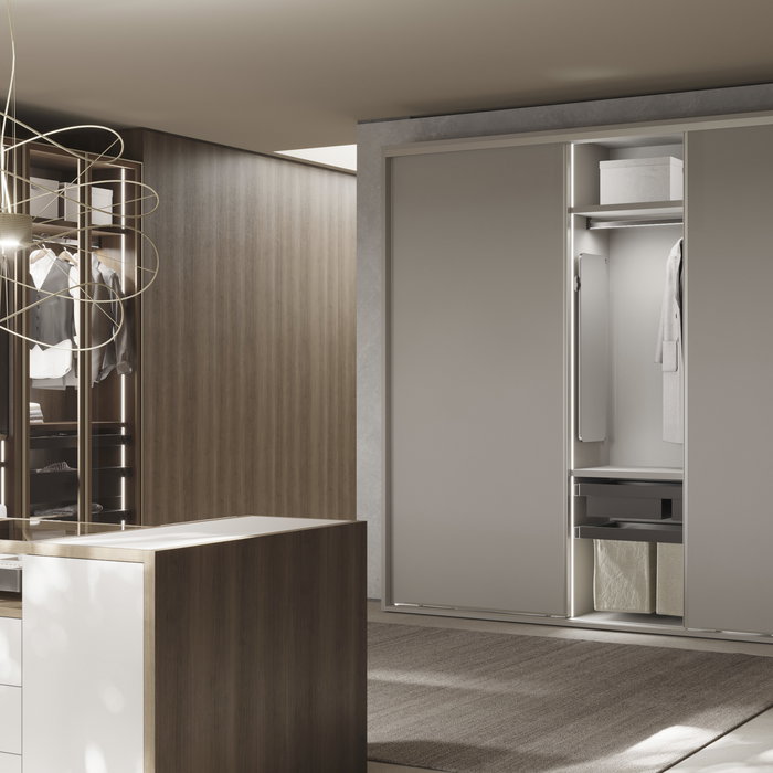 Emuca Bastidor con guías de cierre suave y extracción total para accesorios de armario Quartz, 762-788mm, Aluminio y Plástico, Titanio