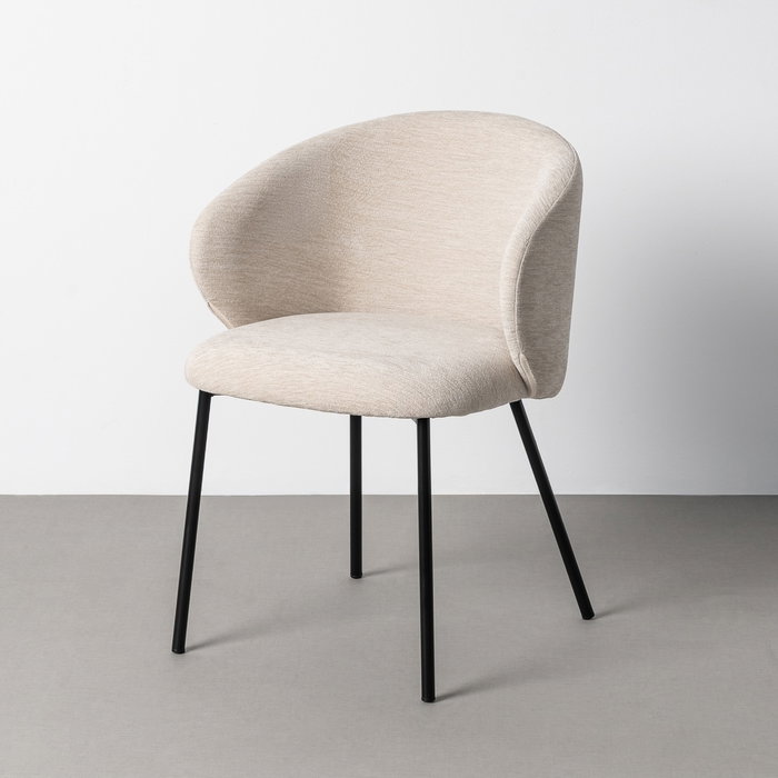 Silla Beige Tejido-Metal Contract 56,50 X 56 X 74,50 cm (Set de 2)