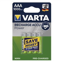 Varta 5703301404 Pilas Recargables Ni-MH HR03 AAA 1000mAh 4 Unidades