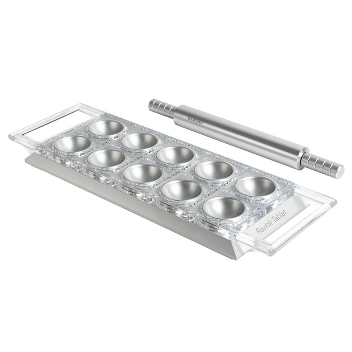 Marcato Ravioli Tray Silver con rodillo incluido Marcato Ravioli Tray Silver con rodillo incluido