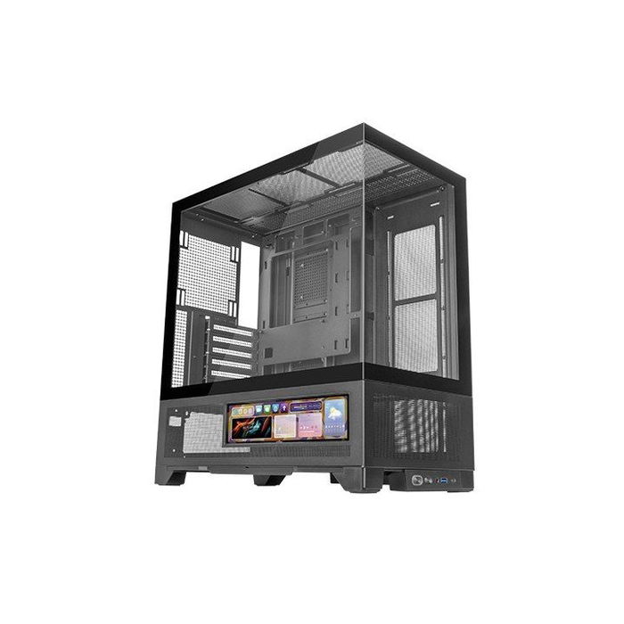 Mars Gaming Caja ATX Semitorre MCLCDX Negra con Pantalla IPS 9.16", Cristal Templado, Modular, para Gaming, Soporta Placa ATX y Refrigeración Líquida 360 mm