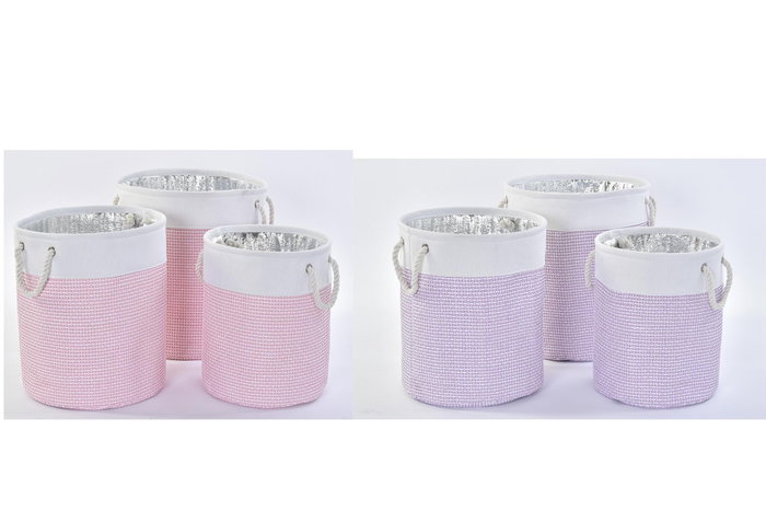 DKD Home Decor Set de 3 Cestas de Poliester Surtidas DKD Home Decor Set de 3 Cestas de Poliester Surtidas