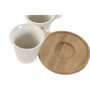 DKD Home Decor Set de café de porcelana y bambú, 6 piezas, Blanco