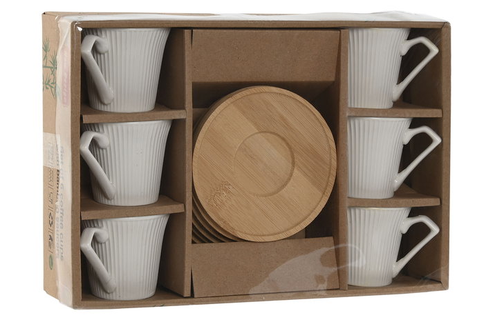 DKD Home Decor Tazas de Cafe de Porcelana Blanco Set de 6 Piezas 90ml Apto Microondas y Lavavajillas 6.5 x 6 x 8.5 cm